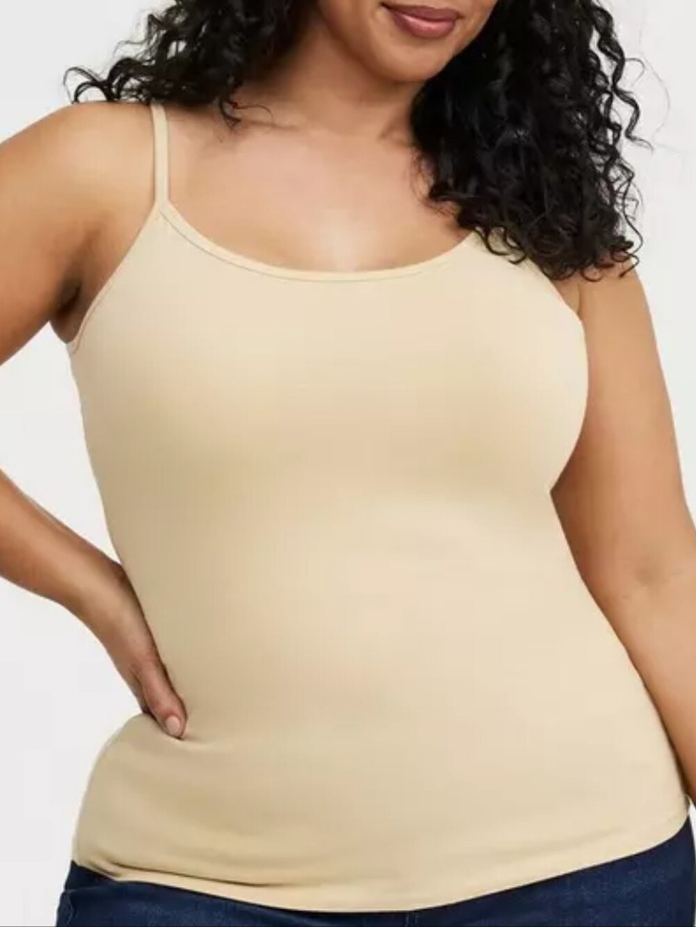 🆕️ 4X FOXY SCOOP NECK CAMI TANK - BEIGE